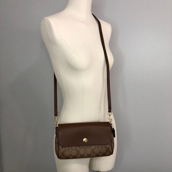 Coach Reversible Signature Coated Canvas Crossbody Bag Brown Leather F59534 - Picture 6 of 12